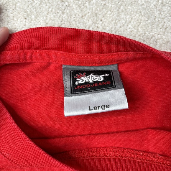 Vintage JNCO Shirt Men's Large Red Long Sleeve Eyes Face Grunge Y2K 2000s Rare - Picture 7 of 16